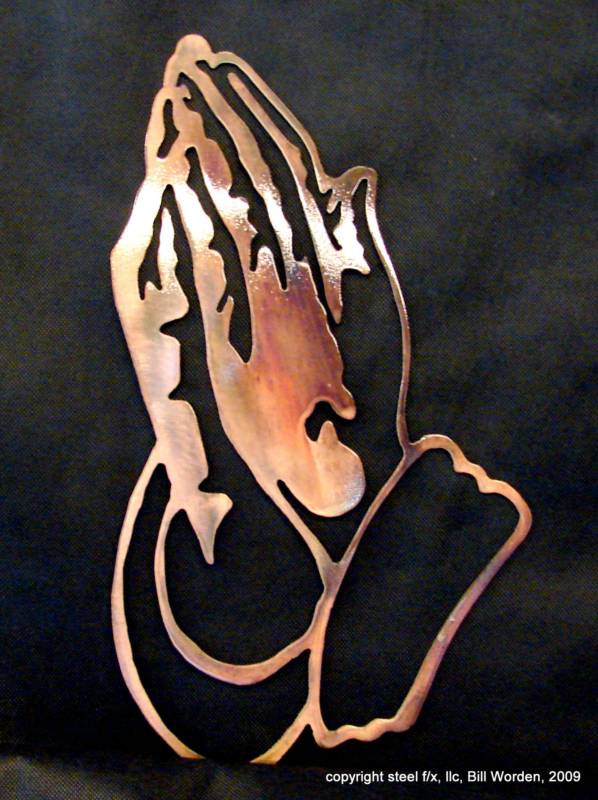 praying hands steel wall art